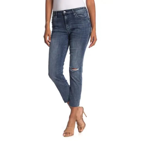 STS Blue Denim - STS Blue High Rise Straight Leg Raw Hem Jeans